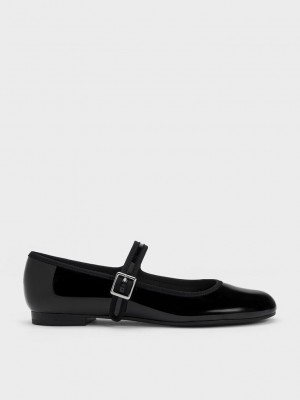 Charles & Keith Lack Buckled Mary Jane Flats Schwarz | IOKW73591