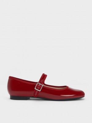 Charles & Keith Lack Buckled Mary Jane Flats Rot | TXQY87439