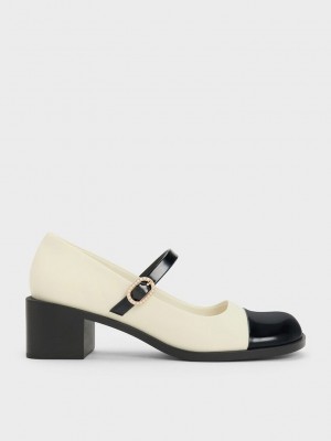 Charles & Keith Lack Crystal-Embellished Schnallen Two-Tone Mary Janes Mehrfarbig | KCLA50719