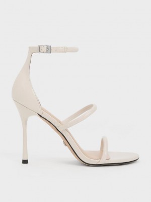 Charles & Keith Lack Leder Triple Riemen Absatz Sandals Rosa | ZYAN17896