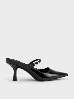 Charles & Keith Lack Mary Jane Absatz Mules Schwarz | AWXH75143