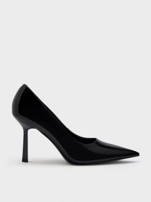 Charles & Keith Lack Pointed-Kappe Pumps Schwarz | KCLX14802