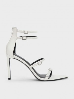 Charles & Keith Lack Riemchen Absatz Sandals Weiß | UQME57301