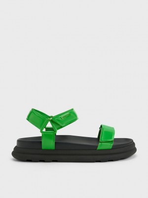 Charles & Keith Lack Riemchen Sports Sandals Grün | SLWF82760