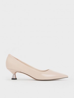 Charles & Keith Lack Spool Heel Pumps Beige | FDQJ76280
