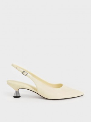 Charles & Keith Lack Spool Heel Slingback Pumps Gelb | XFRT56972