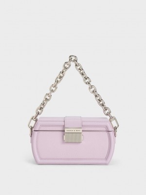 Charles & Keith Leona Belted Geometric Clutch Lila | CLBW32860