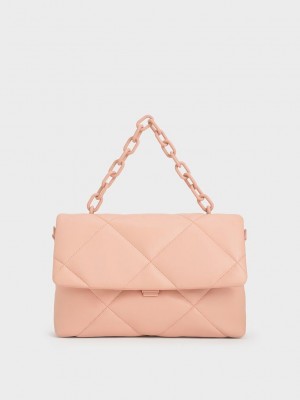 Charles & Keith Lin Puffy Chain Shoulder Bag Rosa | XHTS52684