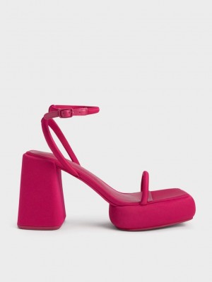 Charles & Keith Lucile Satin Plattform Sandals Rot | EMBC10743