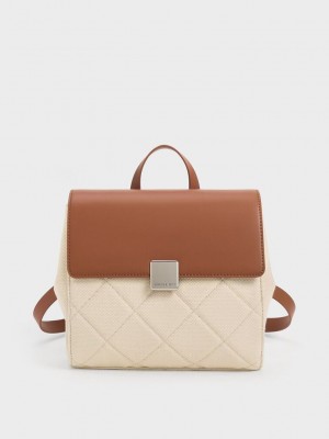 Charles & Keith Lucy Gesteppt Backpack Braun | TPZW08461