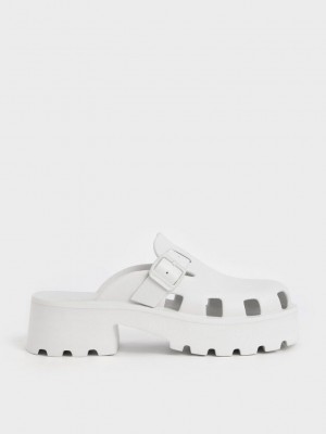 Charles & Keith Mae Buckled Plattform Mules Rosa | DCQG60819