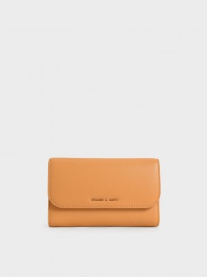Charles & Keith Magnetic Front Flap Long Wallet Pumpkin | DORK98572