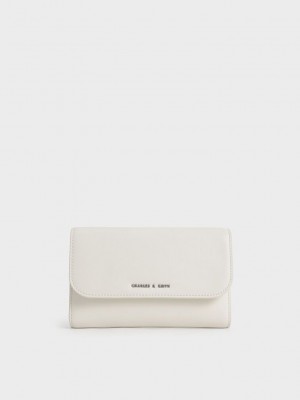 Charles & Keith Magnetic Front Flap Long Wallet Weiß | DHFU83209