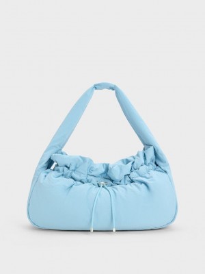 Charles & Keith Maisy Ruched Hobo Bag Hellblau | OXRA18469