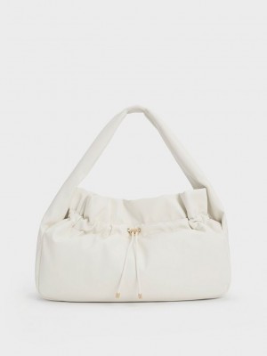 Charles & Keith Maisy Ruched Hobo Bag Weiß | RPYJ38129