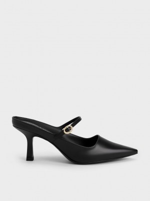 Charles & Keith Mary Jane Absatz Mules Schwarz | WNFY31870