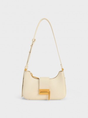 Charles & Keith Metallic Accent Belted Bag Rosa | GDFE87219
