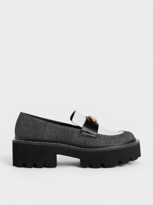 Charles & Keith Metallic Accent Chunky Plattform Printed Penny Loafers Mehrfarbig | VOQP32674