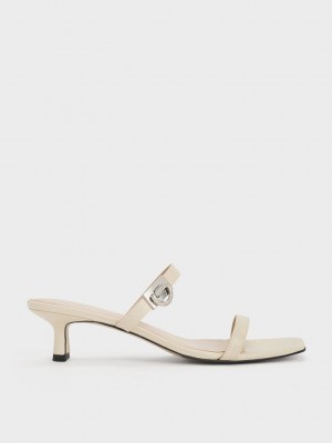 Charles & Keith Metallic Accent Double Riemen Mules Rosa | TLDG95642