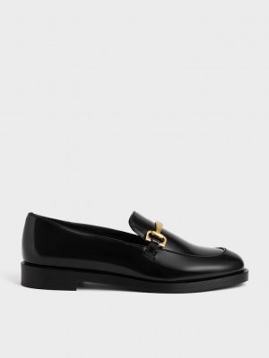 Charles & Keith Metallic Accent Loafers Schwarz | CEMH29635