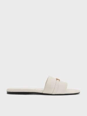 Charles & Keith Metallic Accent Round-Kappe Badelatschen Sandals Rosa | SYZN84063