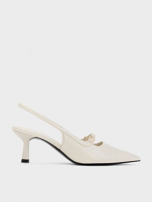 Charles & Keith Metallic Accent Slingback Pumps Weiß | ISAP93026