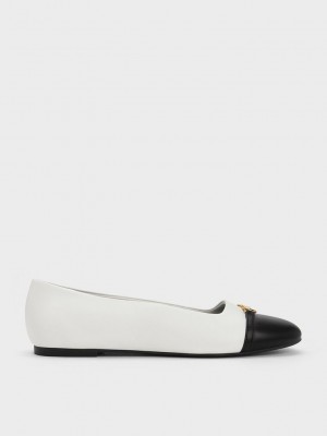 Charles & Keith Metallic Accent Two-Tone Ballerinas Weiß | BTYC25360