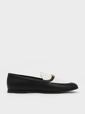 Charles & Keith Metallic Accent Two-Tone Round-Kappe Loafers Mehrfarbig | NQCO80417