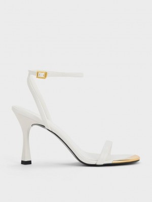Charles & Keith Metallic Cap Ankle-Riemen Absatz Sandals Weiß | LNWH17592