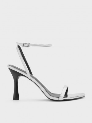 Charles & Keith Metallic Cap Ankle-Riemen Absatz Sandals Silber | ZJDU50124