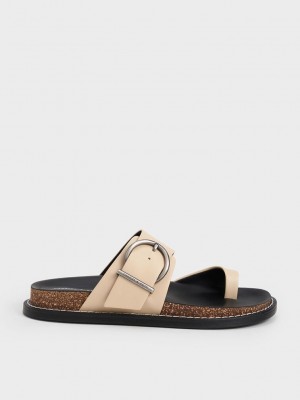 Charles & Keith Metallic Schnallen Kappe-Ring Sandals Braun | MLCJ41275