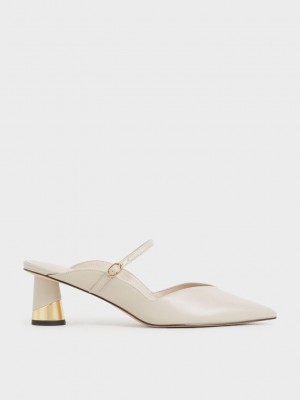 Charles & Keith Metallic Sculptural Heel Mules Rosa | AZXW86240