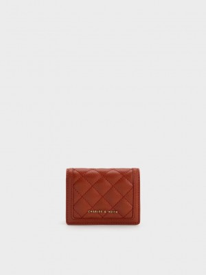 Charles & Keith Micaela Gesteppt Card Holder Dunkelrot | AZCI02614
