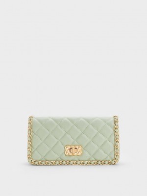 Charles & Keith Micaela Gesteppt Long Wallet Grün | YOKX52091