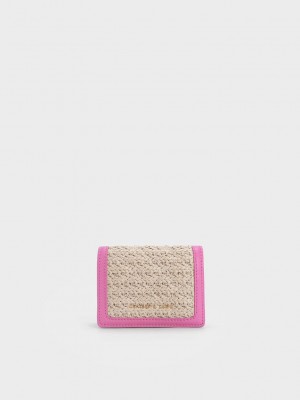 Charles & Keith Micaela Woven Card Holder Fuchsie | GEUM40152