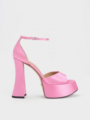 Charles & Keith Michelle Recycled Polyester Plattform Sandals Rosa | NJCR60974