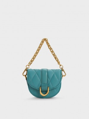 Charles & Keith Micro Gabine Gesteppt Saddle Bag Türkis | WQGA70126