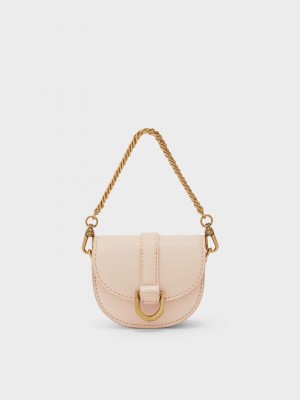 Charles & Keith Micro Gabine Saddle Bag Hellrosa | KBMO76185