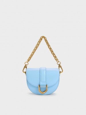 Charles & Keith Micro Gabine Saddle Bag Hellblau | WJKS26953