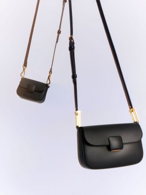 Charles & Keith Micro Koa Square Push-Lock Bag Schwarz | NEDI23974