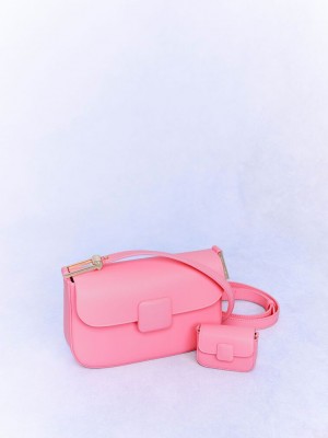 Charles & Keith Micro Koa Square Push-Lock Bag Rosa | ALEM31625
