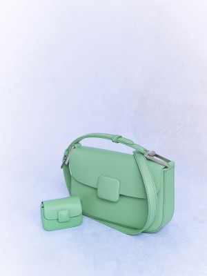 Charles & Keith Micro Koa Square Push-Lock Bag Grün | RMKZ70563