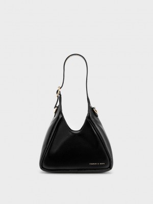 Charles & Keith Mini Buzz Hobo Bag Schwarz | HAKU09452