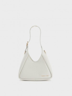 Charles & Keith Mini Buzz Hobo Bag Weiß | KWYB08329