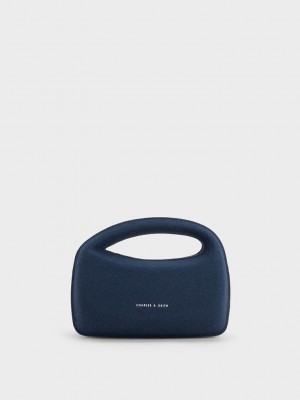 Charles & Keith Mini Cocoon Textured Top Handle Bag Navy | TGMA31692