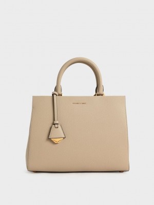 Charles & Keith Mirabelle Structured Handbag Braun | KUHR87025