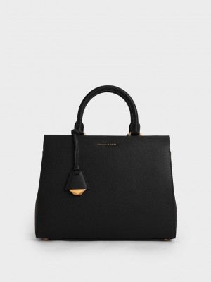 Charles & Keith Mirabelle Structured Handbag Schwarz | ZNYV52810