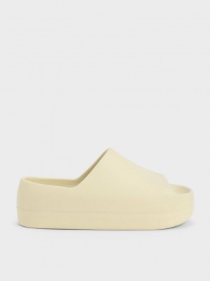 Charles & Keith Morgan Plattform Badelatschen Sandals Gelb | NLCH34085