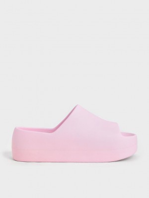 Charles & Keith Morgan Plattform Badelatschen Sandals Hellrosa | HRAW68594
