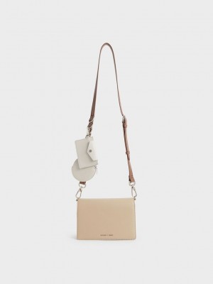 Charles & Keith Multi-Pouch Bag Beige | SCOF49782